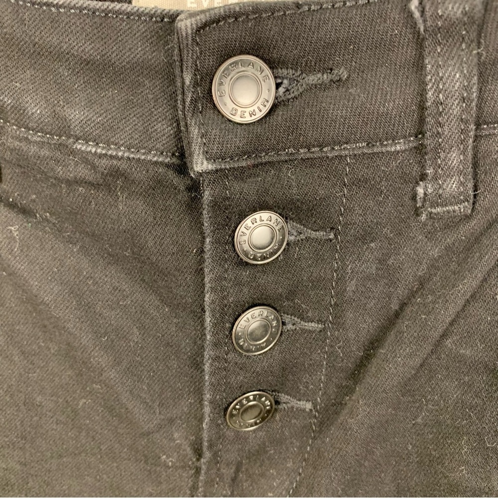 Everlane sz 24 The Button Fly Wide Leg Ankle Black Denim Jeans Higher Rise - Picture 8 of 10